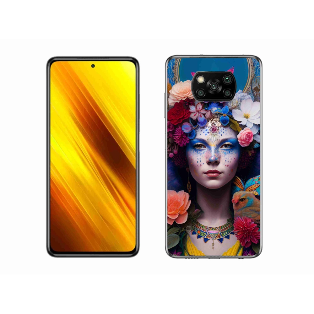 Gél borítás mmCase a Xiaomi Poco X3 Pro számára - nő virágokkal