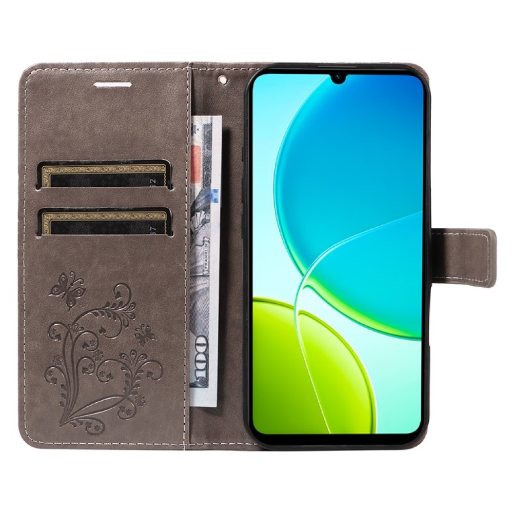 Nagy pillangó könyv tok a Vivo Y29s 5G-hez - szürke