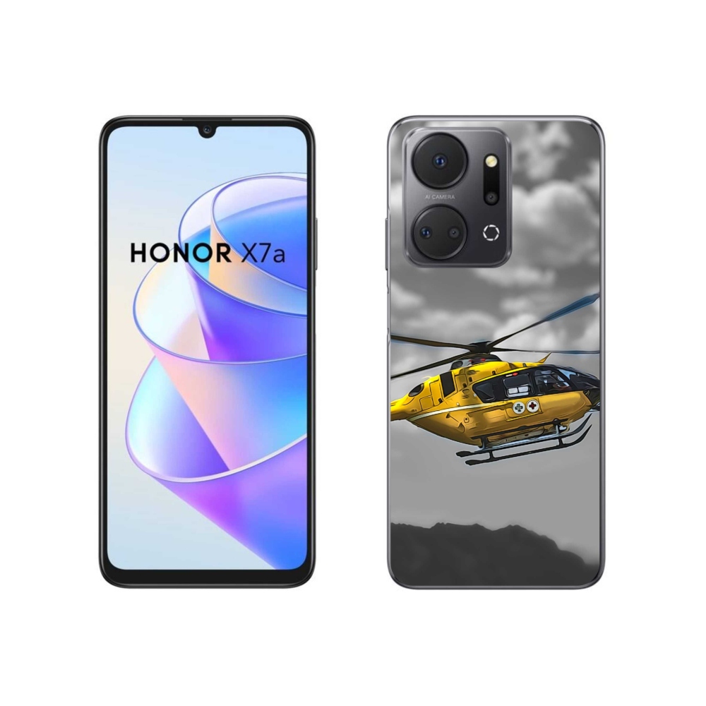 Zselés borítás mmCase a Honor X7a számára - sárga helikopter