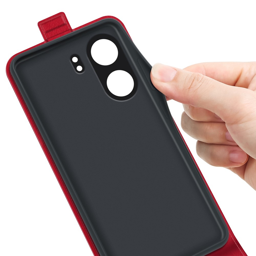 Függőleges könyvtáska a Xiaomi Poco C65/Redmi 13C készülékhez - piros színű