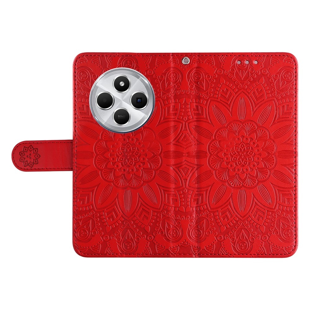 Napraforgó könyv tok Xiaomi Redmi 14C/Poco C75-hez - piros