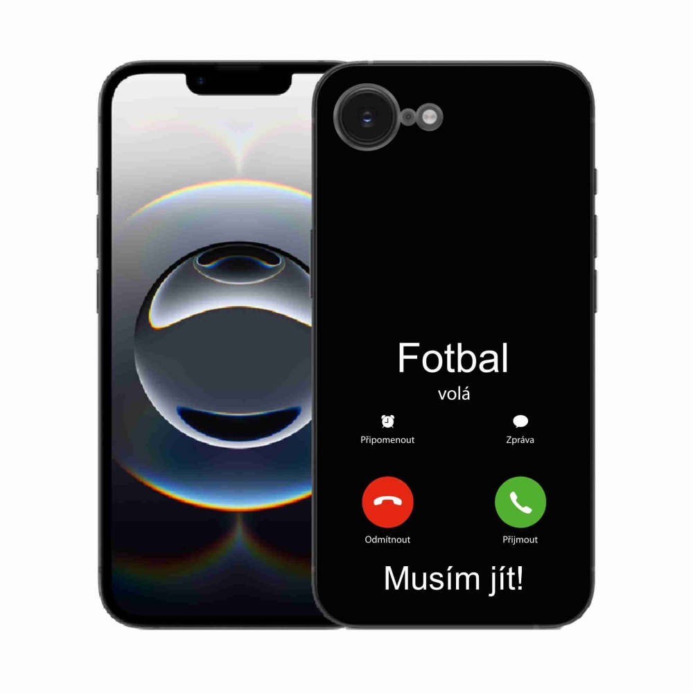Gél borítás mmCase iPhone 16e készülékhez - futballhívások fekete háttérrel
