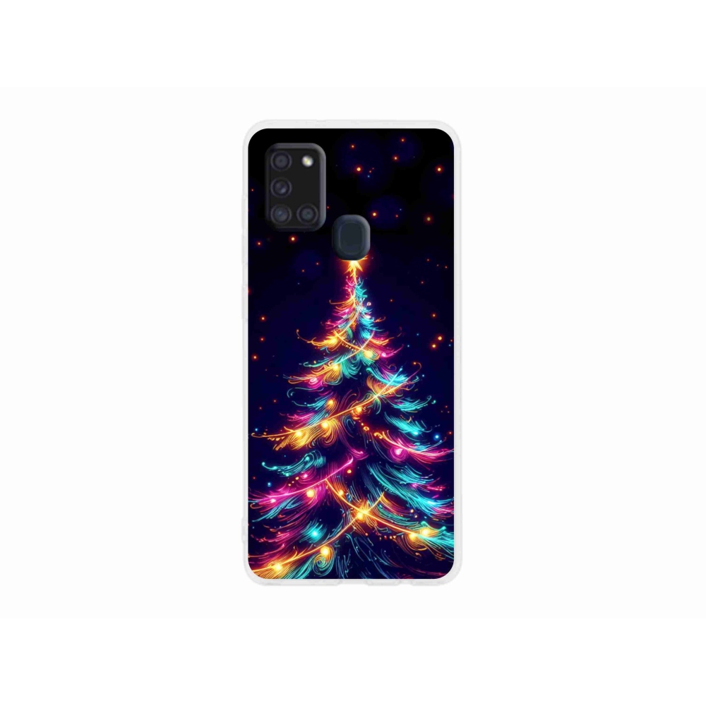 Gél borítás mmCase Samsung Galaxy A21s készülékhez - neon karácsonyfa