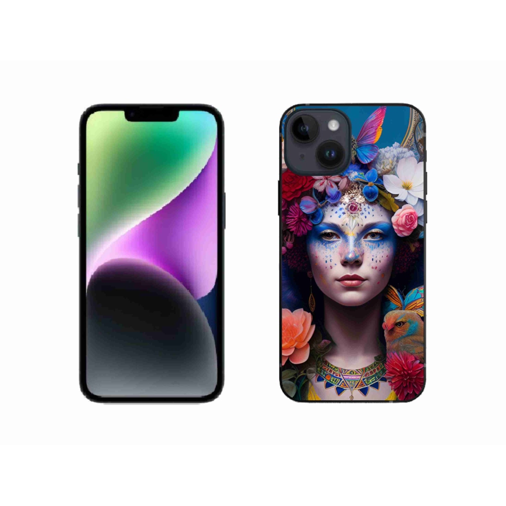 Gél borítás mmCase iPhone 14 készülékhez - nő virágokkal