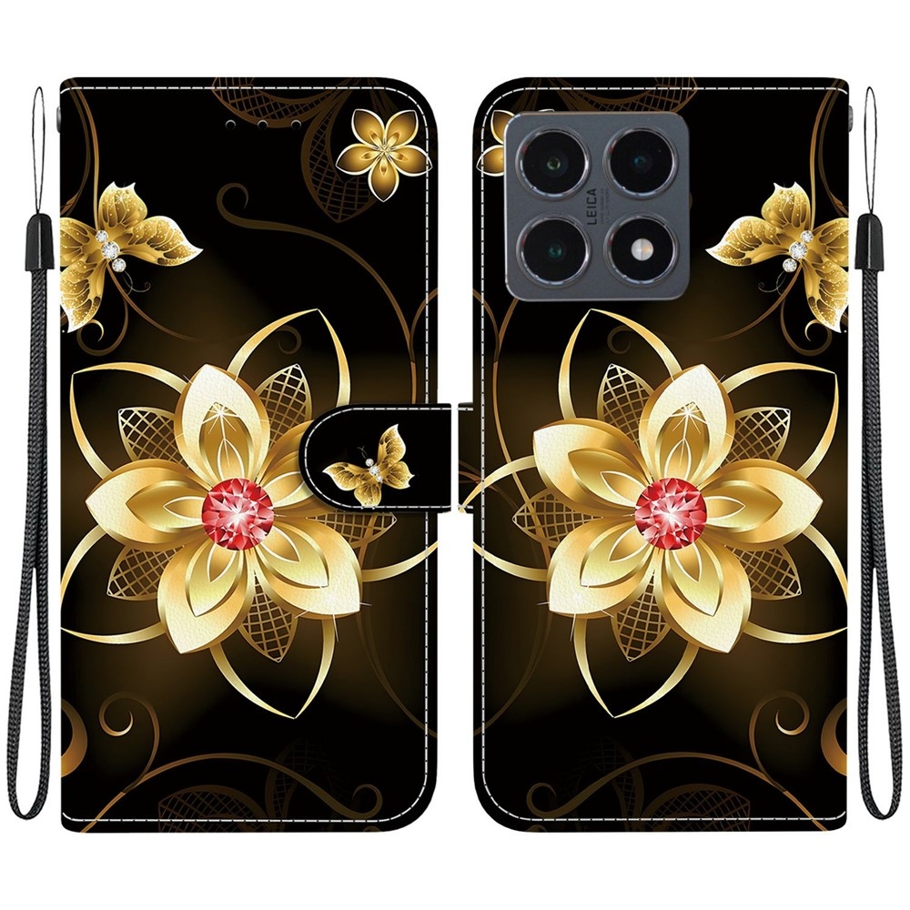 Sokoldalú könyv tok Xiaomi 15T-hez - arany virág
