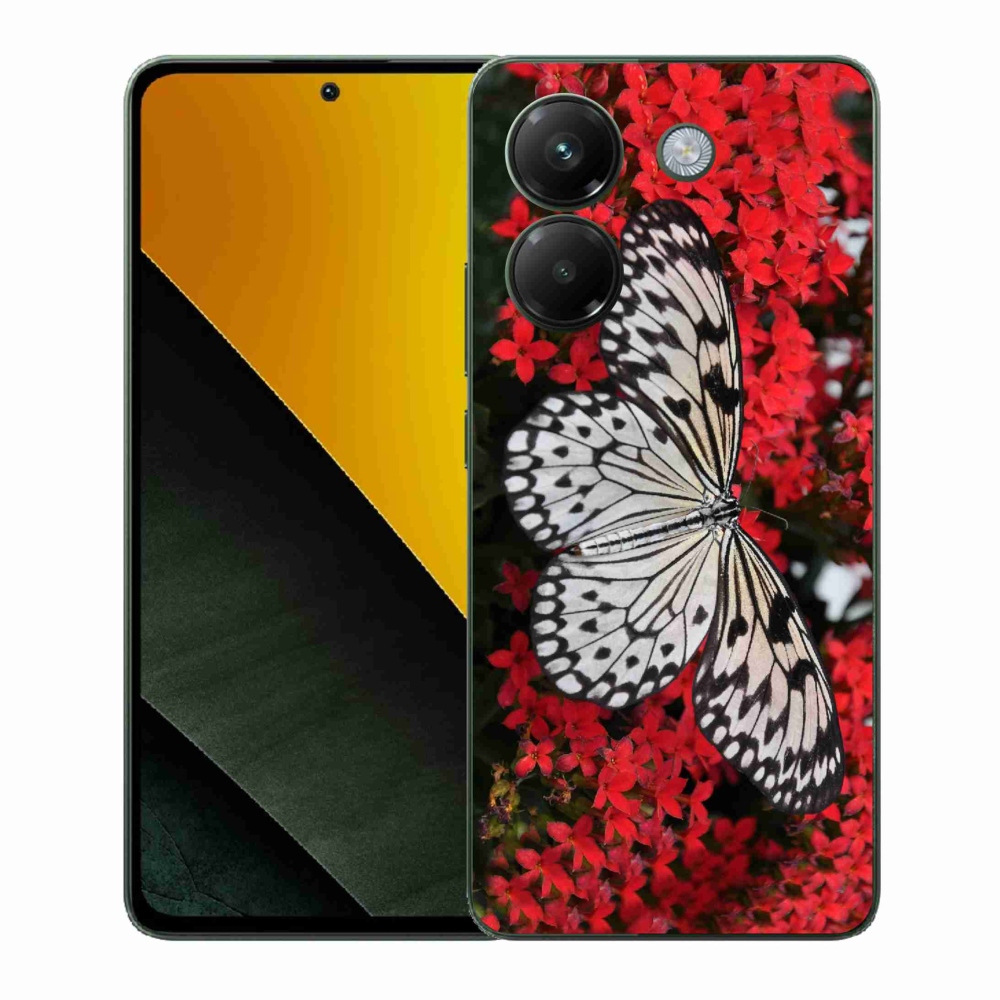 Gél borítás mmCase a Xiaomi Poco M7 Pro 5G-hez - fekete és fehér pillangó 1