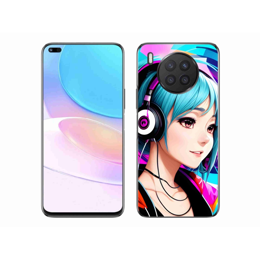 Gél borító mmCase a Huawei Nova 8i - lány fejhallgatóval