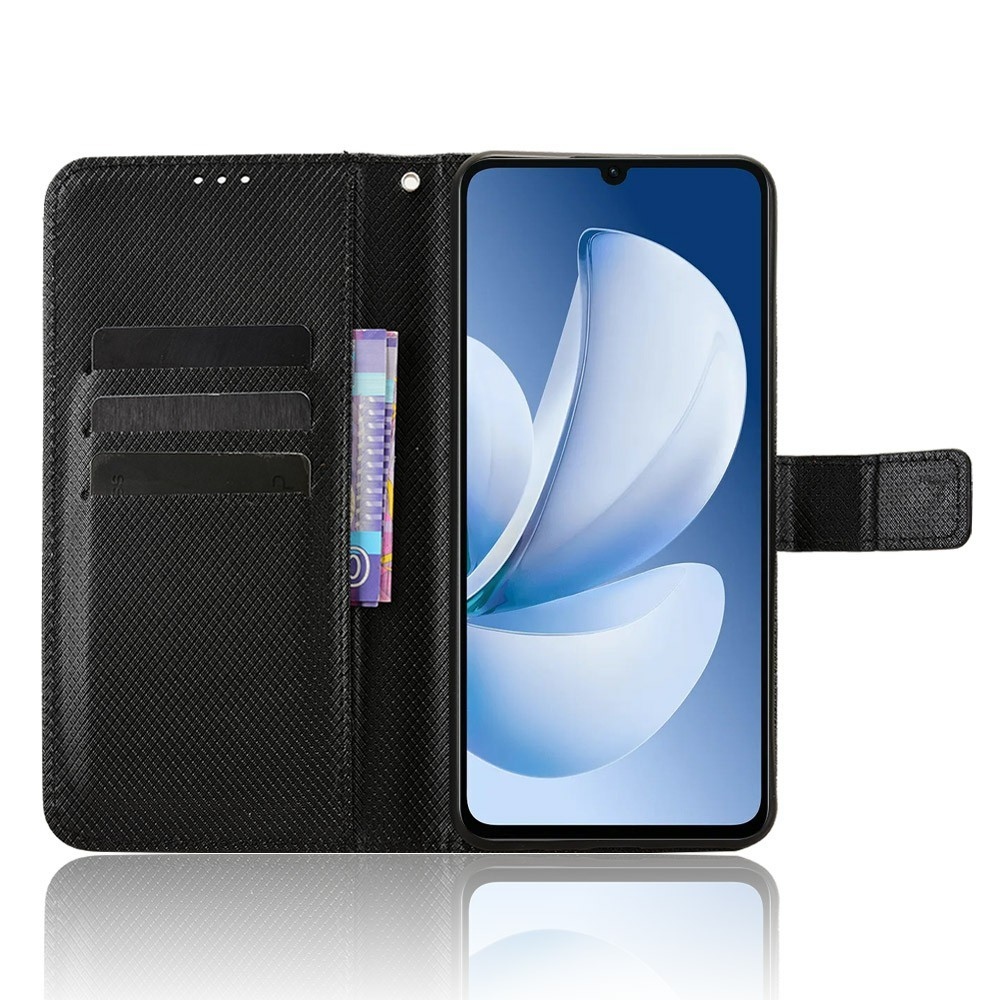 Gyémánt könyvtáska Realme Note 70T-hez - fekete