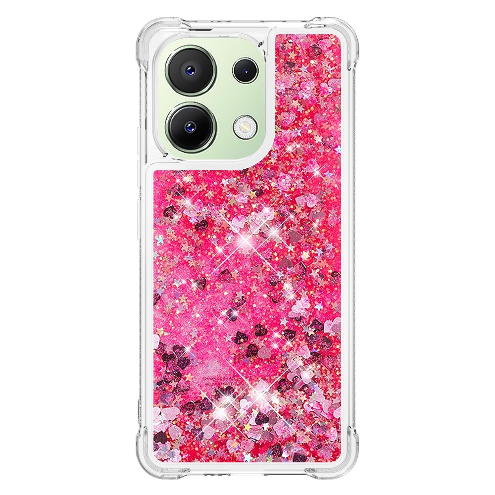 Glitter zselés homokóra tok Xiaomi Redmi Note 13-hoz - rózsaszín/szívek