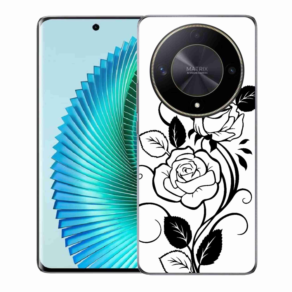 Zselés borítás mmCase a Honor Magic 6 Lite 5G számára - fekete és fehér rózsa