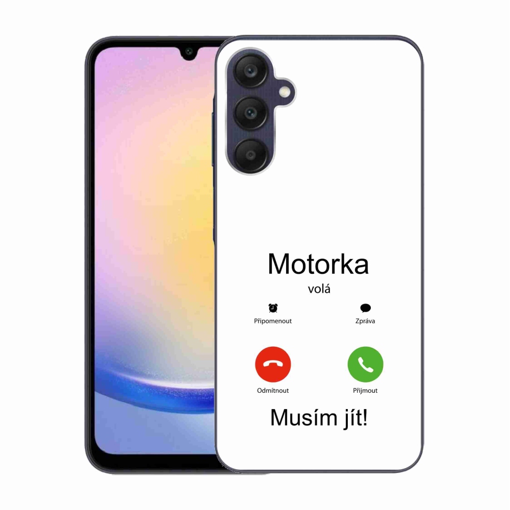 Gél borító mmCase Samsung Galaxy A25 5G - motoros hívások fehér háttérrel