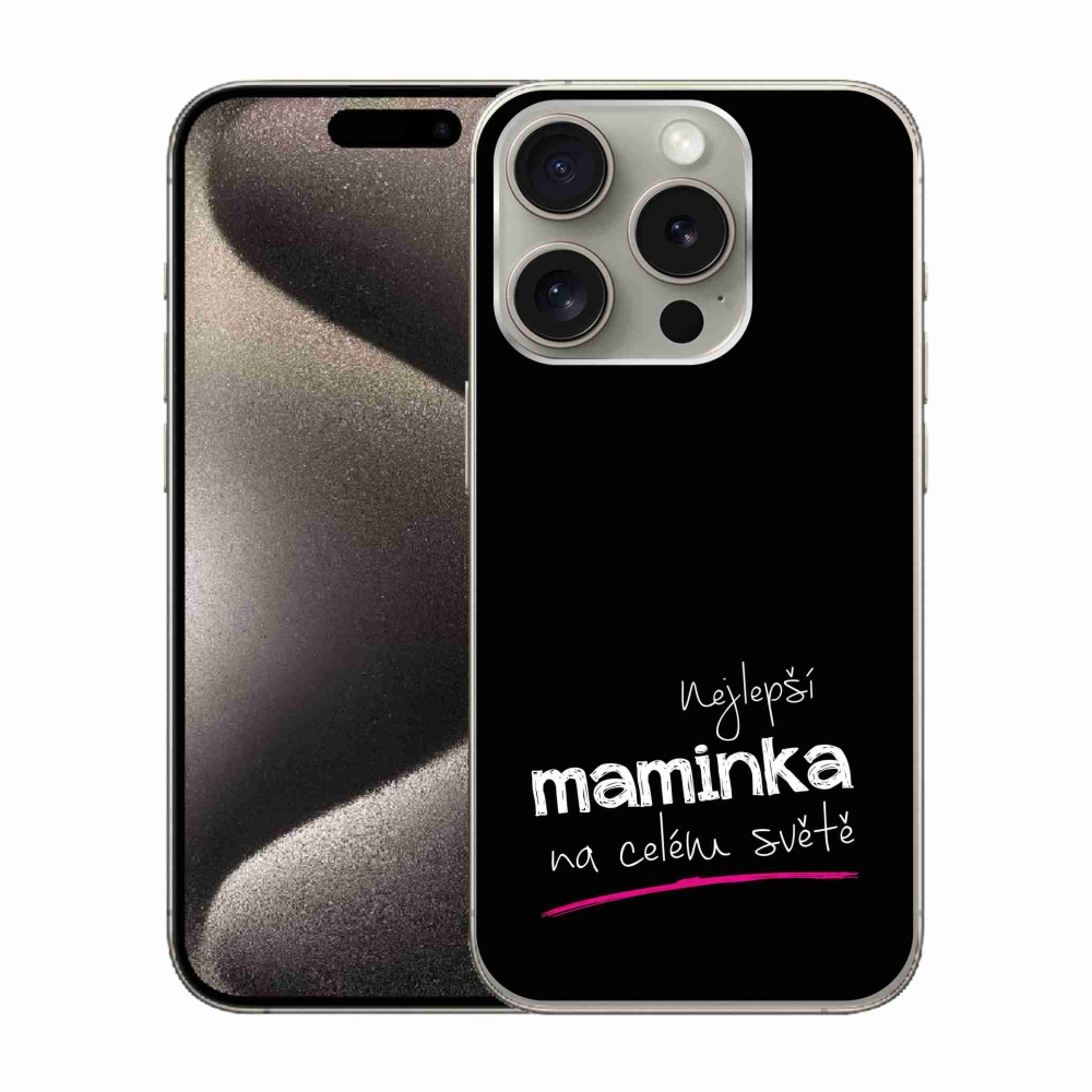 Gél borítás mmCase iPhone 15 Pro készülékhez - legjobb anya 4 fekete háttérrel