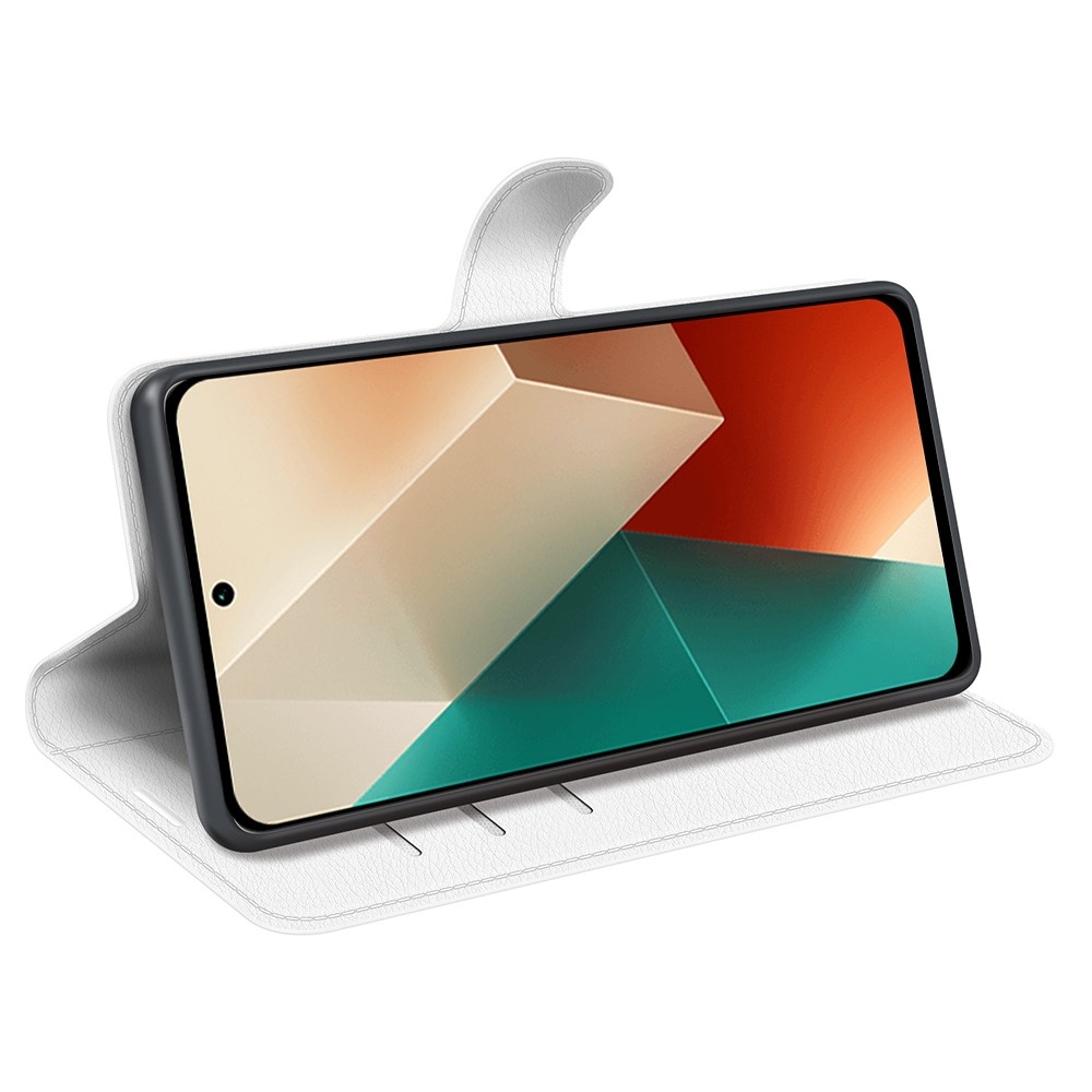 Litchi könyv tok Xiaomi Redmi Note 13 5G-hez - fehér