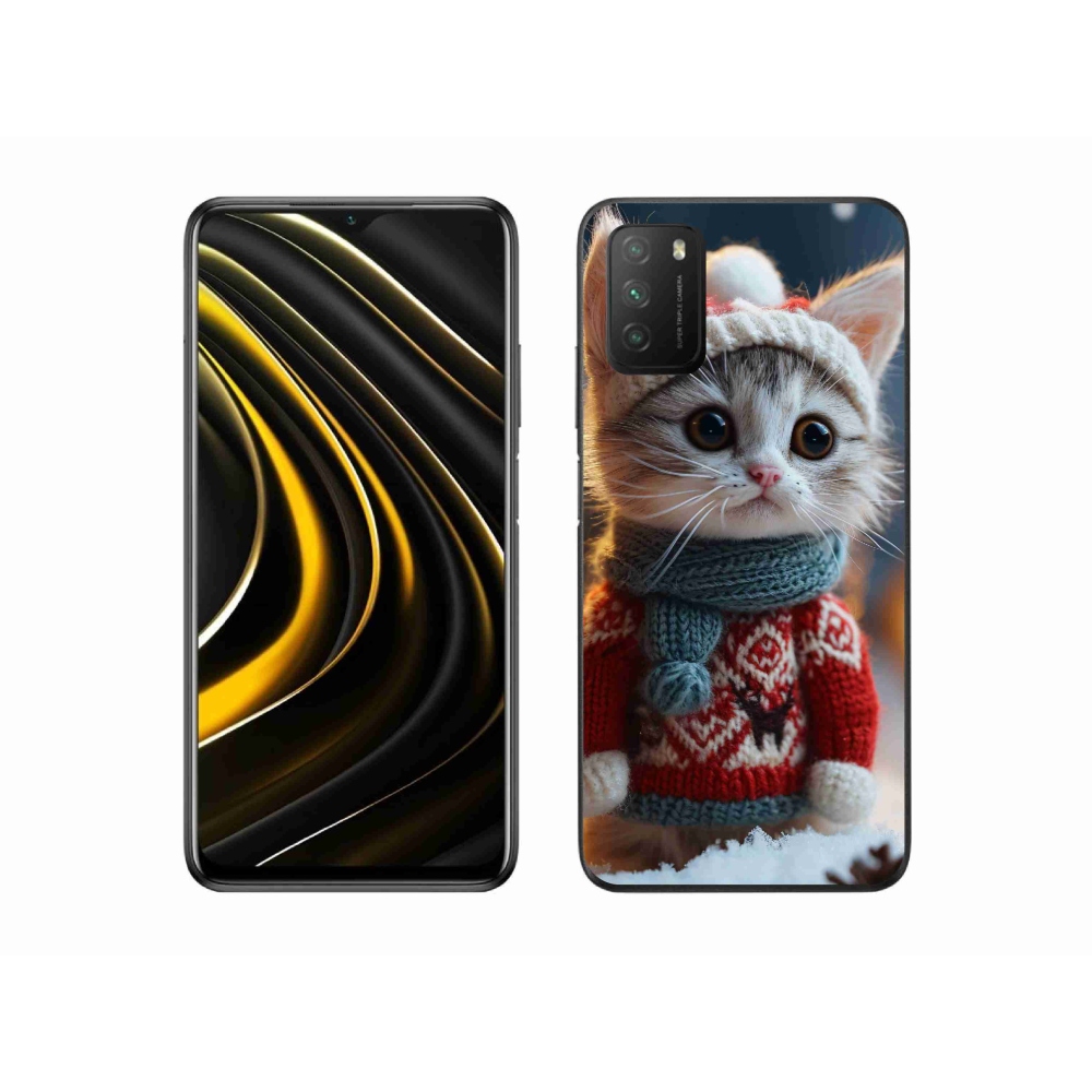 Gél borítás mmCase a Xiaomi Poco M3-hoz - cica pulóverben