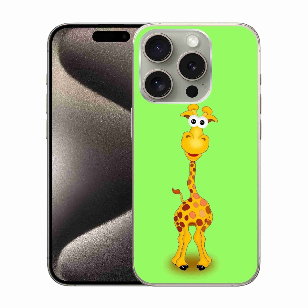 Zselés borítás mmCase iPhone 15 Pro készülékhez - rajzfilm zsiráf