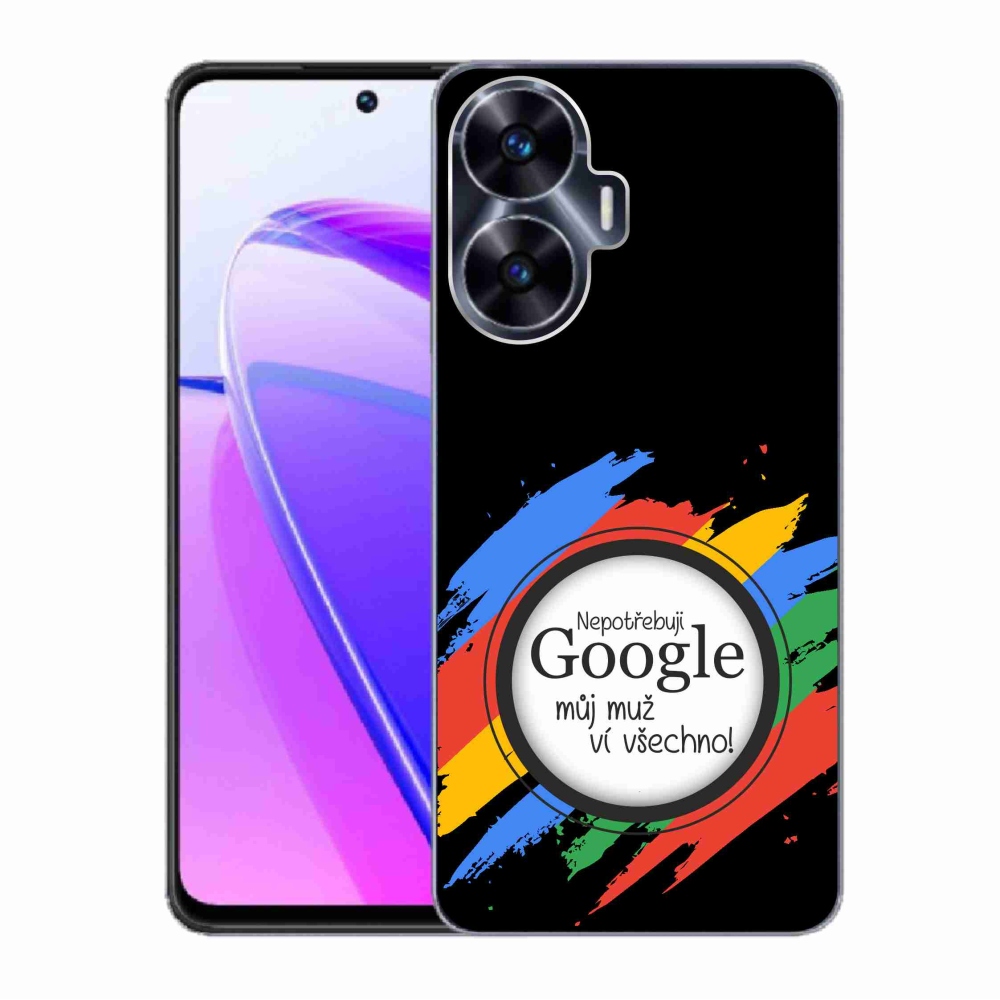 Gél borítás mmCase a Realme C55-ön - az ember mindent tud fekete háttérrel