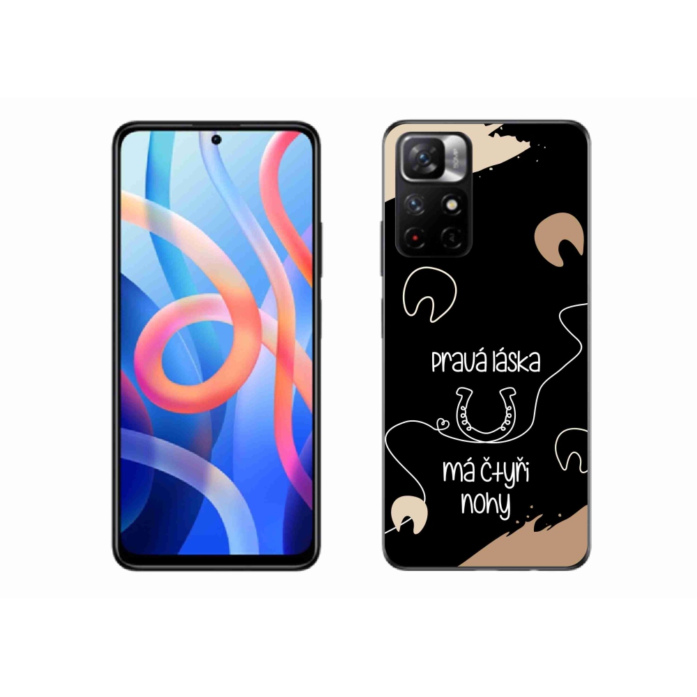 Gél borítás mmCase a Xiaomi Redmi Note 11S 5G számára - ló motívum fekete háttérrel