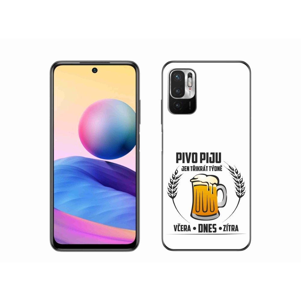 Gél borítás mmCase a Xiaomi Redmi Note 10 5G-hez - sör motívum fehér háttérrel