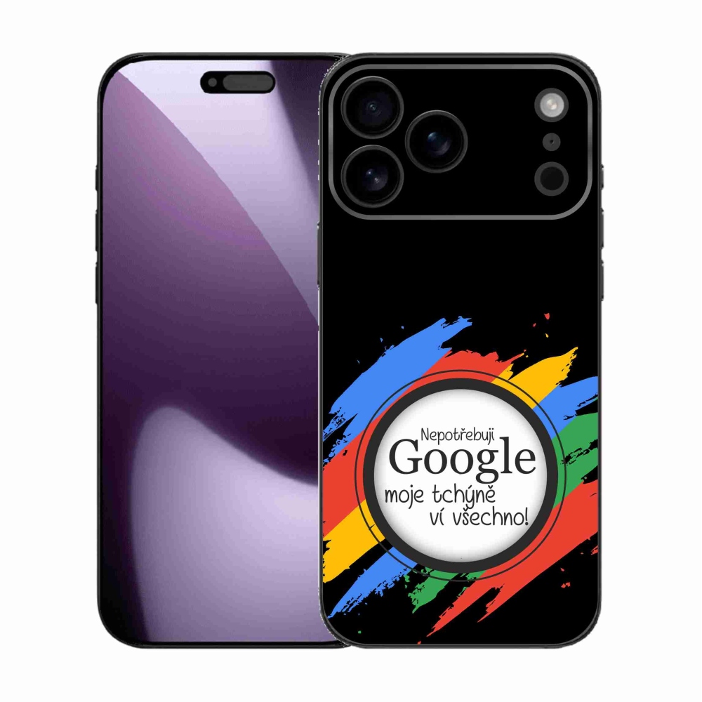 Gél borítás mmCase iPhone 17 Pro Max készülékhez - anyós mindent tud fekete háttérrel