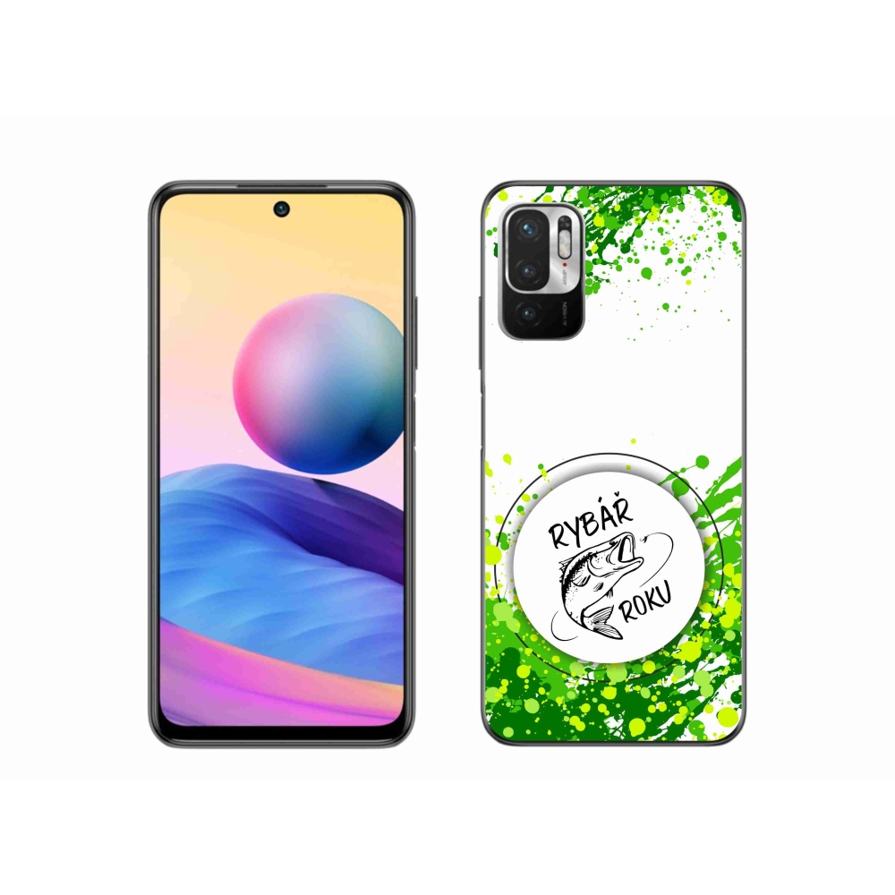 Gél borító mmCase a Xiaomi Redmi Note 10 5G-hez - az év horgásza fehér háttérrel