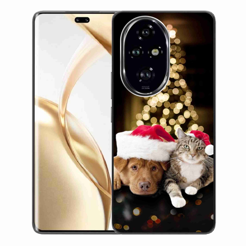 Gél borító mmCase a Honor 200 Pro 5G számára - Karácsonyi kutya és macska