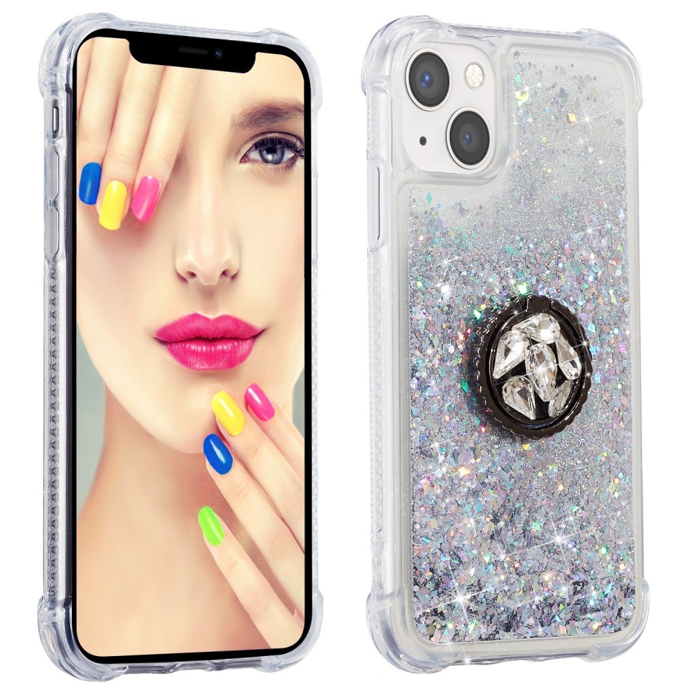 Csillogó homokóra zselés tok iPhone 15 készülékhez - ezüst