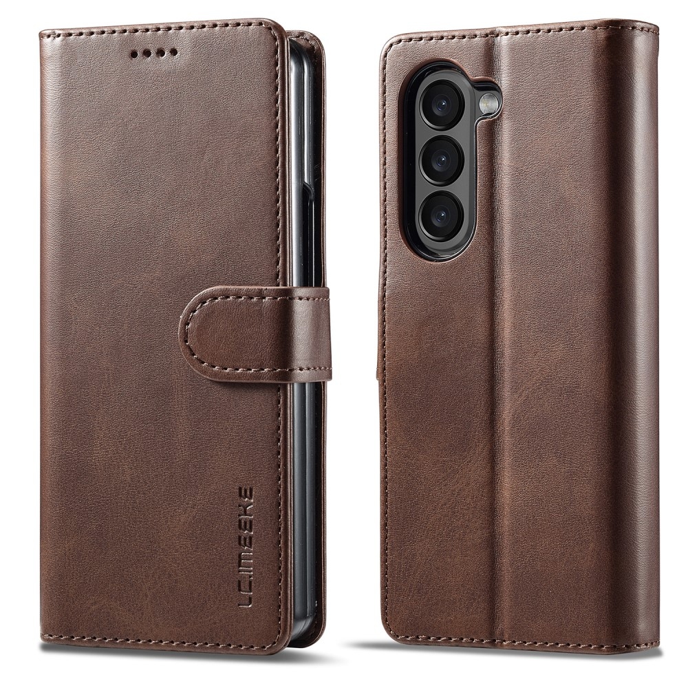 Imeeke könyvtáska Samsung Galaxy Z Fold5 5G - barna színben