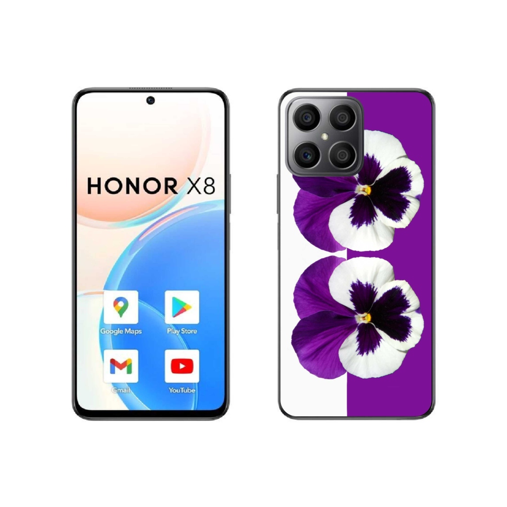 Zselés borítás mmCase a Honor X8 4G-hez - lila és fehér virág