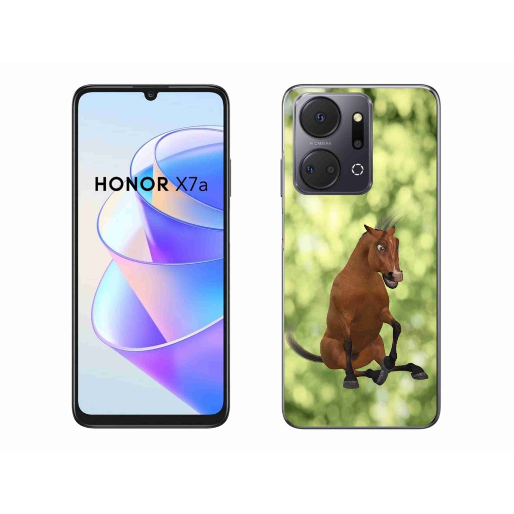 Zselés borítás mmCase a Honor X7a készülékhez - barna rajzfilm ló 1