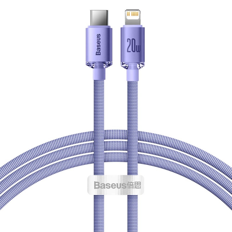 Baseus CAJY000205 Crystal Shine sorozatú adatkábel USB-C - Lightning 20W 1.2m lila