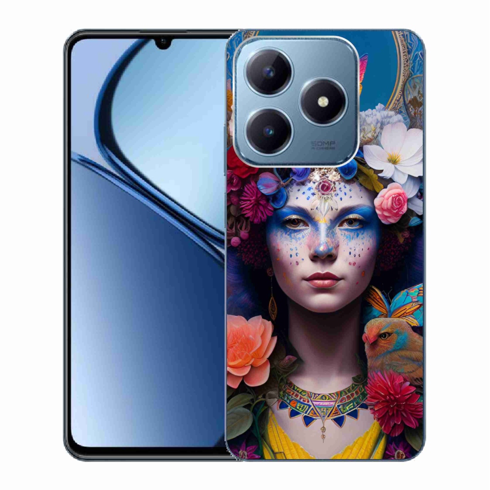 Gél borító mmCase a Realme C63 készülékhez - nő virágokkal