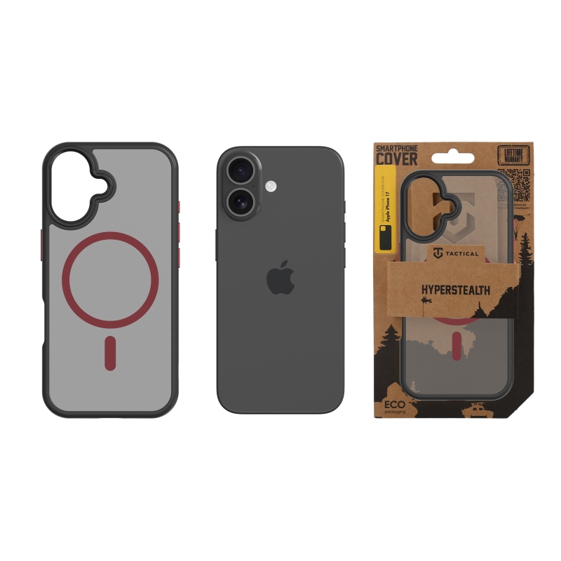 Taktikai MagForce Hyperstealth 2.0 borító iPhone 17 fekete/piroshoz