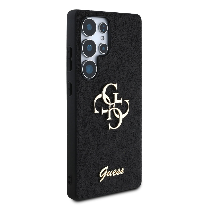 Guess PU Fixed Glitter 4G Metal Logo hátlap Samsung Galaxy S25 Ultra fekete