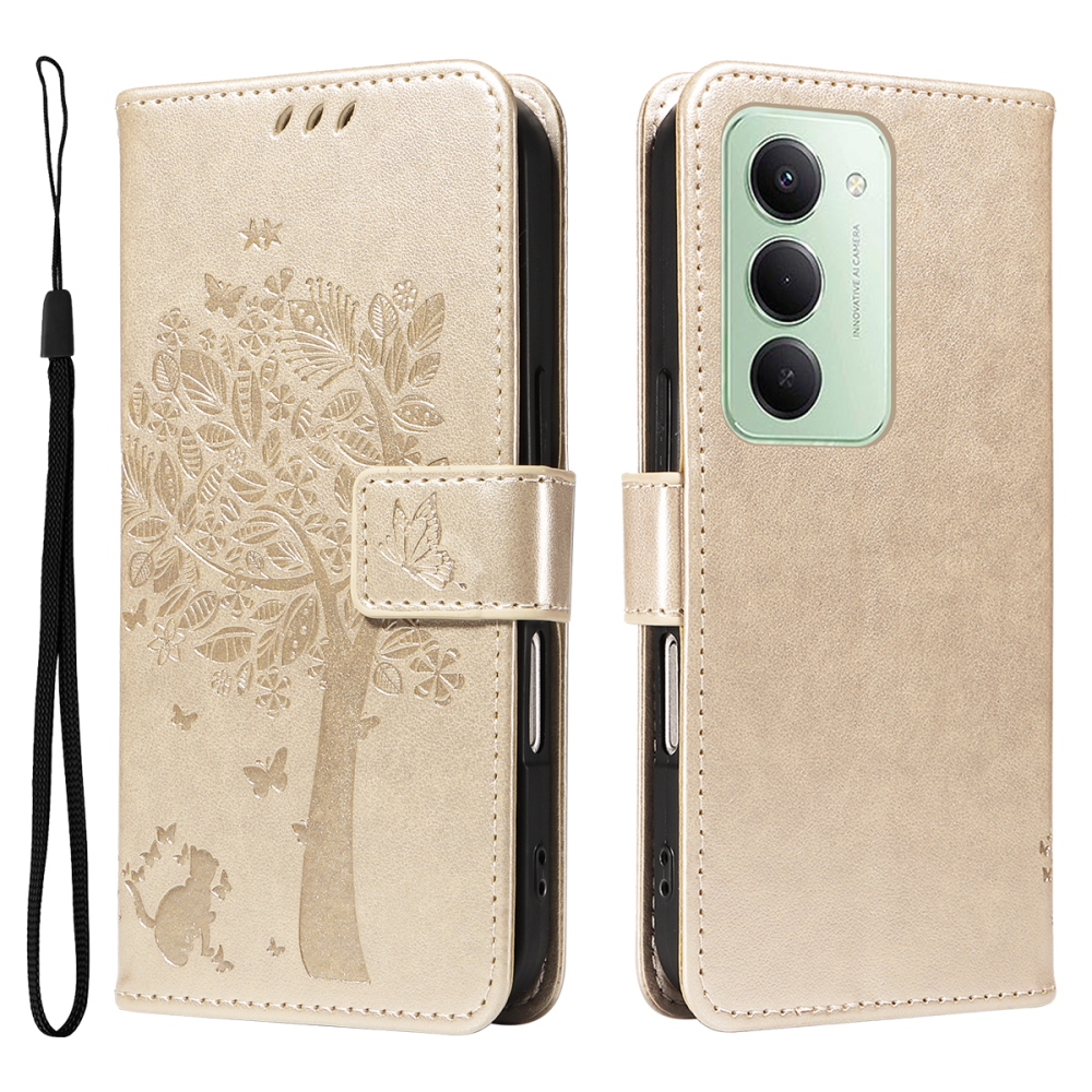 Fák könyv tok Xiaomi Redmi 15 4G (171mm) - arany színű