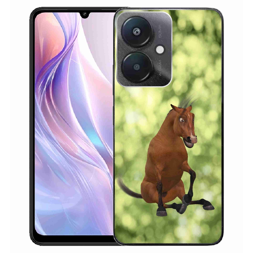 Gél borító mmCase a Xiaomi Redmi 13C 5G - barna rajzfilm ló 1