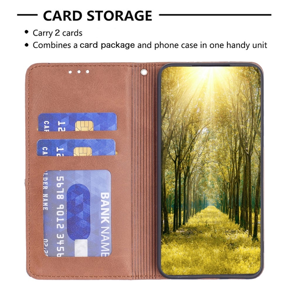 Háromszög alakú könyv tok Xiaomi Redmi Note 14 Pro - barna
