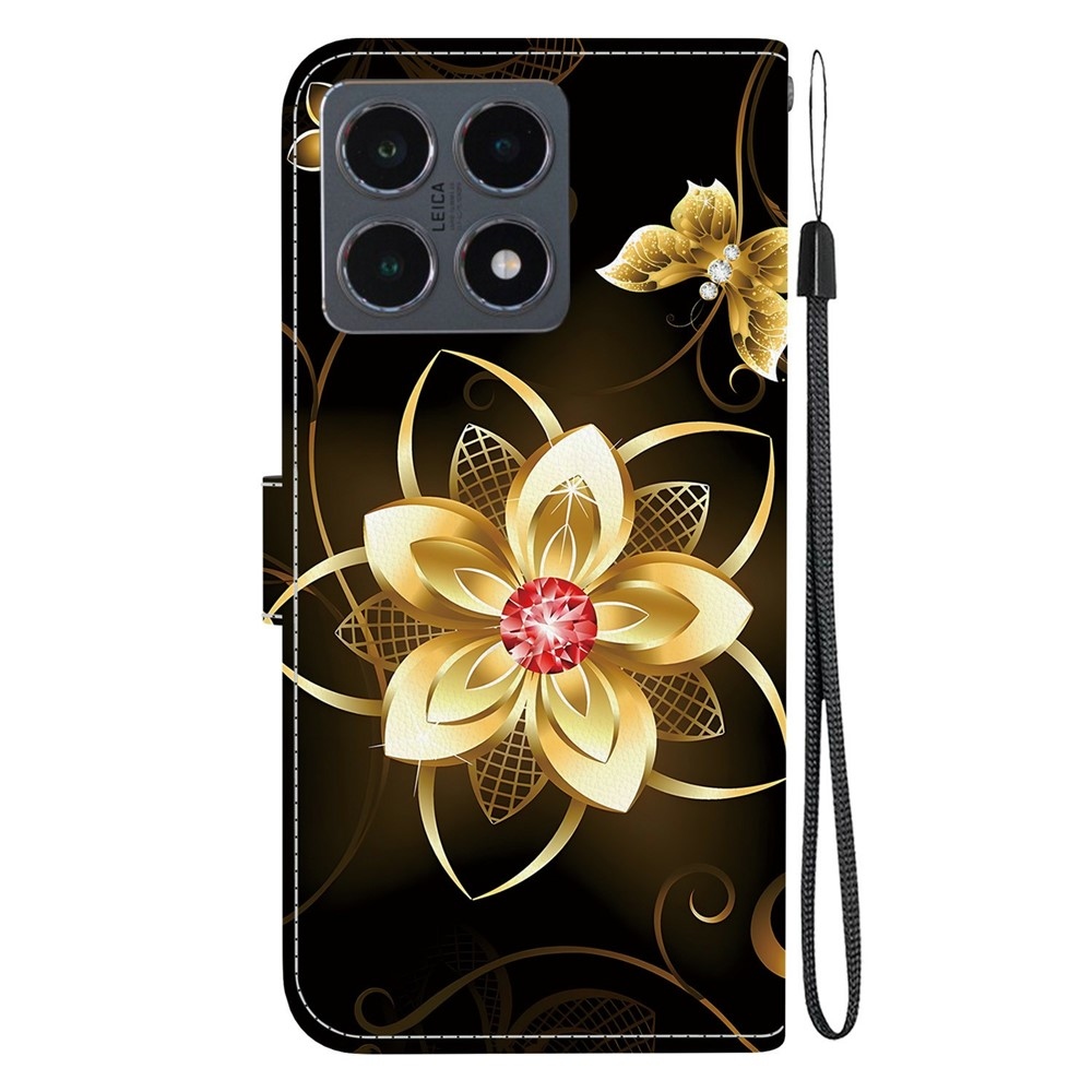 Sokoldalú könyv tok Xiaomi 15T-hez - arany virág