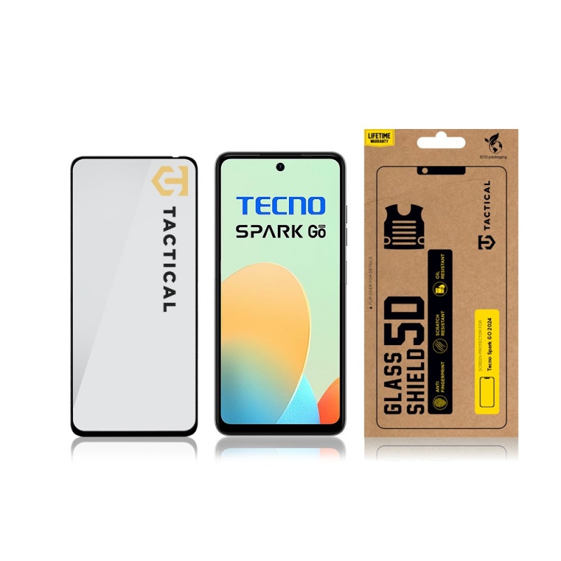 Taktikai üvegpajzs 5D üveg Tecno Spark GO 2024 Fekete
