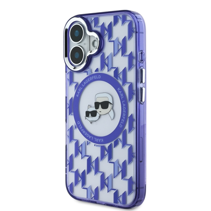Karl Lagerfeld IML Monogram K&CH Heads MagSafe hátlap iPhone 16 lila színű iPhone 16-hoz