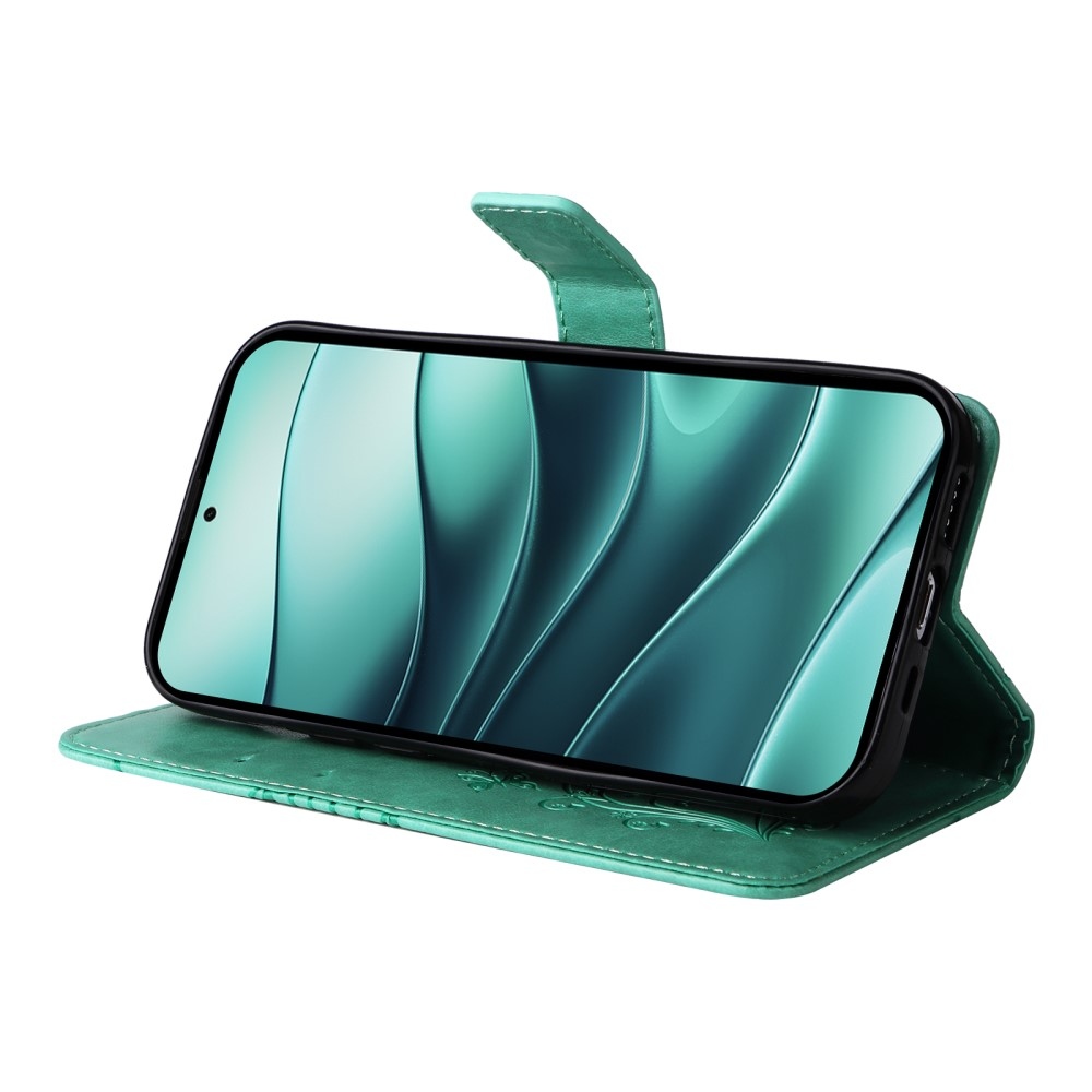 Nagy pillangó könyv tok a Xiaomi Redmi Note 14 5G-hez - teal színű