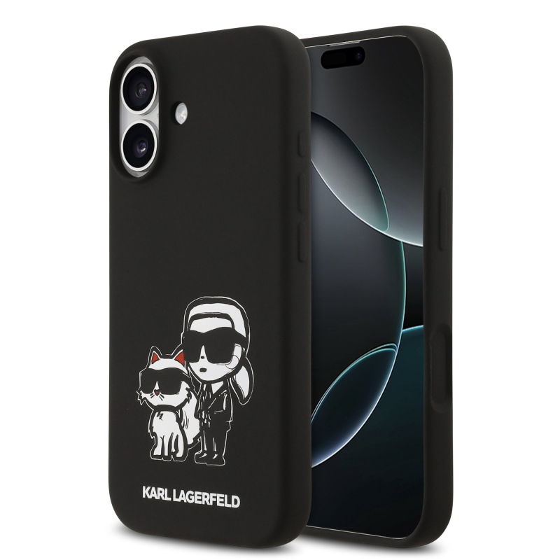 Karl Lagerfeld folyékony szilikon K&CH Sketch MagSafe hátlap iPhone 17-hez Fekete