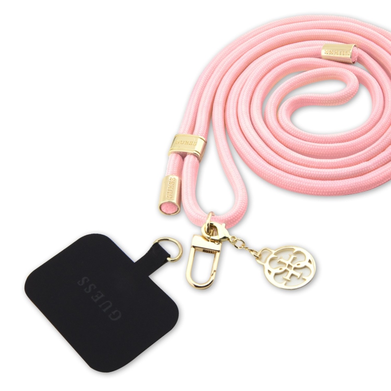 Guess Kereszttartó pántos szíj 4G charm arany/rózsaszín