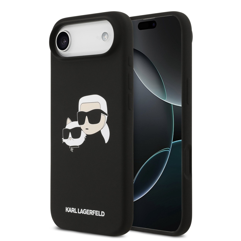 Karl Lagerfeld Folyékony szilikon dupla fejű MagSafe hátlap iPhone 17 Airhez Fekete