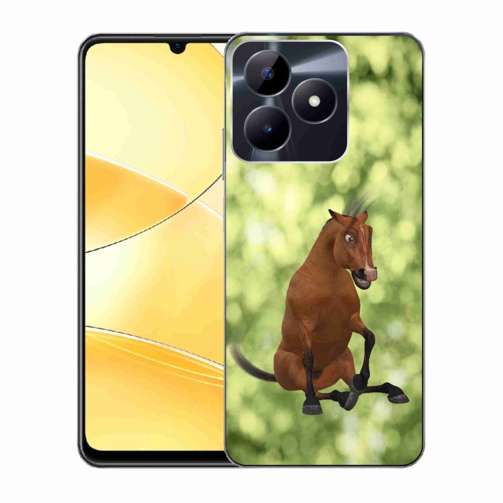 Zselés tok mmCase a Realme C51/C53 készülékhez - barna rajzfilm ló 1