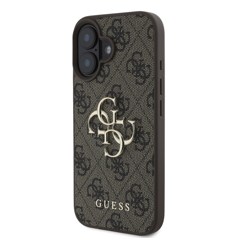 Guess PU 4G fém logós hátlap iPhone 16-hoz Barna barna