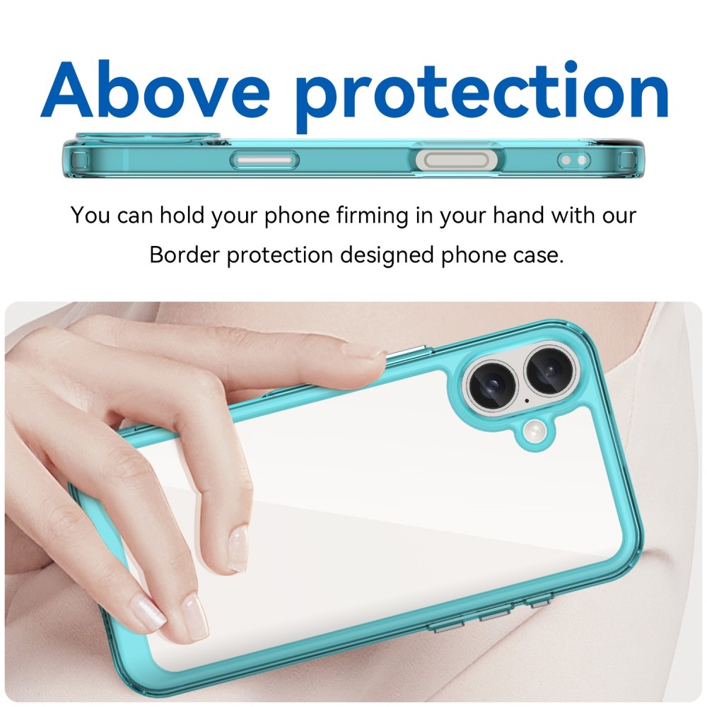 Gél tok fix hátlappal iPhone 16 készülékhez - világoskék