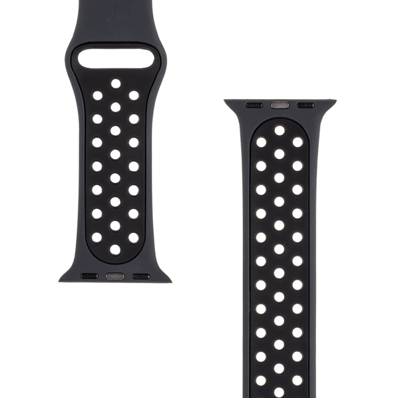 Tactical 839 Dupla szilikon szíj Apple Watch 1/2/3/4/4/5/6/7/8/9/SE 38/40/41mm fekete színű órához