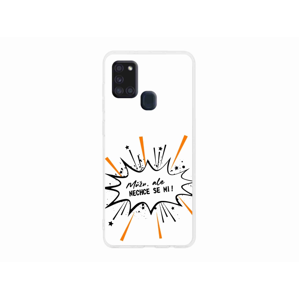 Gél borító mmCase Samsung Galaxy A21s készülékhez - vicces szöveg 11 fehér háttér