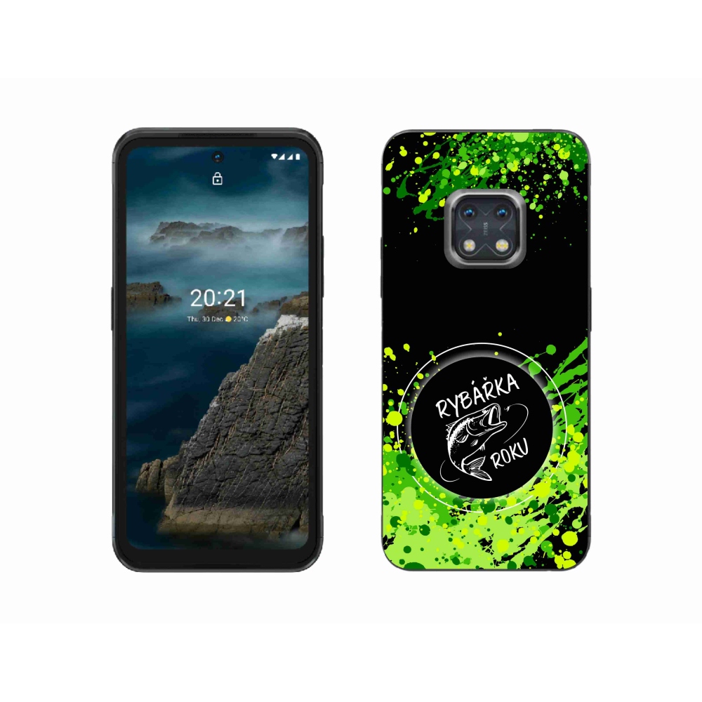 Zselés borító mmCase a Nokia XR20 készülékhez - Az év horgásza fekete háttérrel