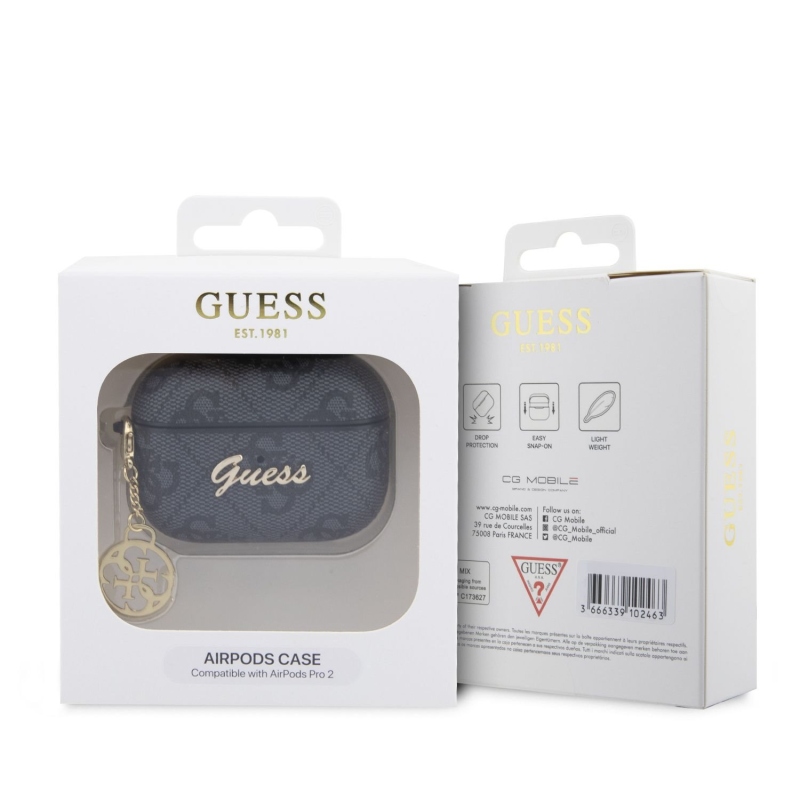 Guess 4G Script PC/PU Charms tok AirPods Pro 2 szürke tokhoz